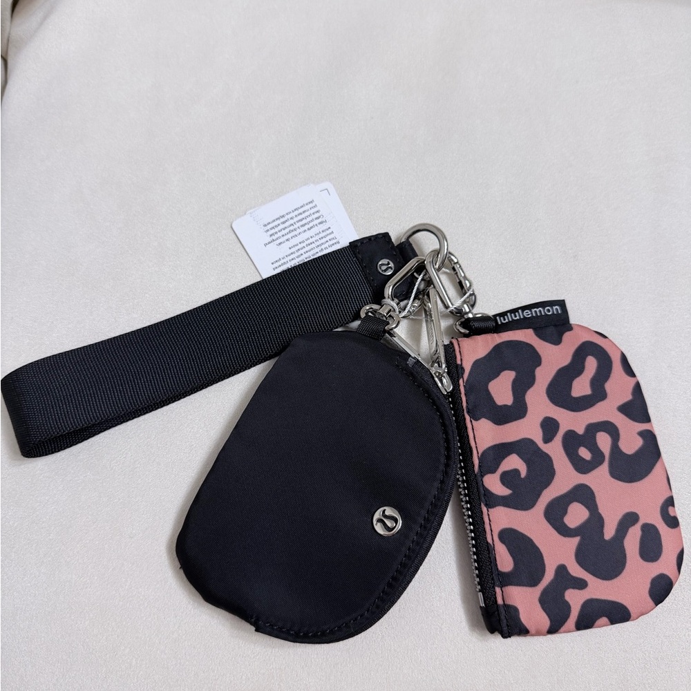 lululemon Black & Leopard Zip Pouch Wristlet